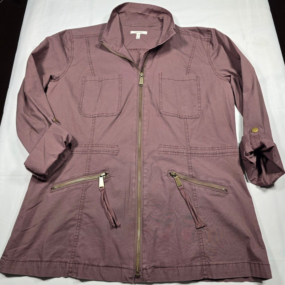 Maurices Utility Jacket Women's M Mauve Utility Minimalist Coastal Roll Tab